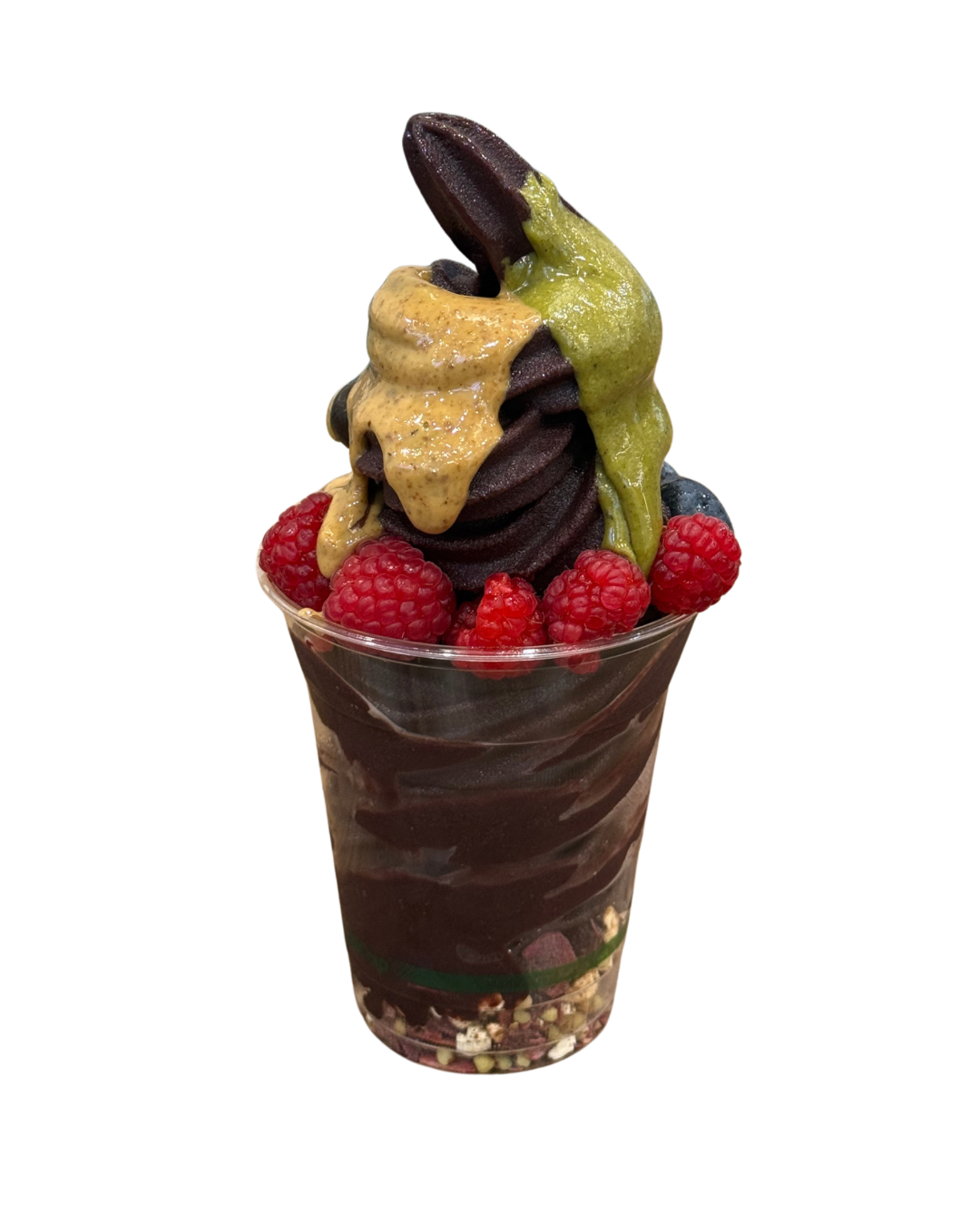 Superfood All Stars acai cup with fresh berries, house-made nut butter and ceremonial matcha drizzle